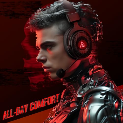 EKSA Wireless Gaming Headset for PC, USB Headphones with Retractable Microhpone, Surround‑Tuned, 20ms Ultra-Low Latency, 50Hr Battery, 2.4G Bluetooth Wired Computer Headset for PS4 PS5 Laptop