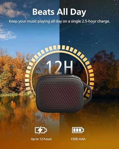 Philips S1209 Portable Bluetooth Speaker,Wireless Speakers with Extra Bass,Quality Sound,12 H Battery,TWS Pairing,Support Stereo Sound,Bluetooth 5.3,IPX4 Waterproof,for Indoor & Outdoor,Small,Black