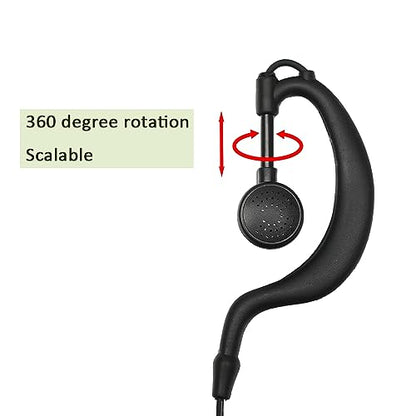 G Shape Headset with PTT Mic Compatible for Baofeng UV-5R BF-888S BF-F8HP BF-F9 Kenwood TK-3140 TK-2202 TK-3400 TK-3402 TK-3107 Two Way Radio 2Pack