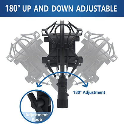 Metal Shock Mount, Mic Clip Holder for Diameter 43-48mm Condenser Microphone, Anti-Vibration Suspension High Isolation Mic Stand