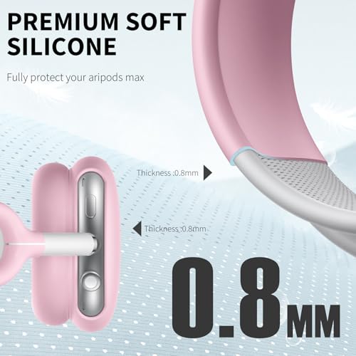 Maxjoy for AirPods Max Case - Soft Silicone Ear Cups/Headband Cover, Anti-Scratch Accessories Protective Cover for Apple AirPods Max, Pink - color: Pink