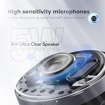 TONGVEO 2-in-1 Conference Speaker and Microphone, Daisy Chain Wireless Bluetooth Speakerphone with 360° omnidirectional mics USB/Dongle/Bluetooth Connection 18H Talk Time for 15-30 People Meeting - color: Black