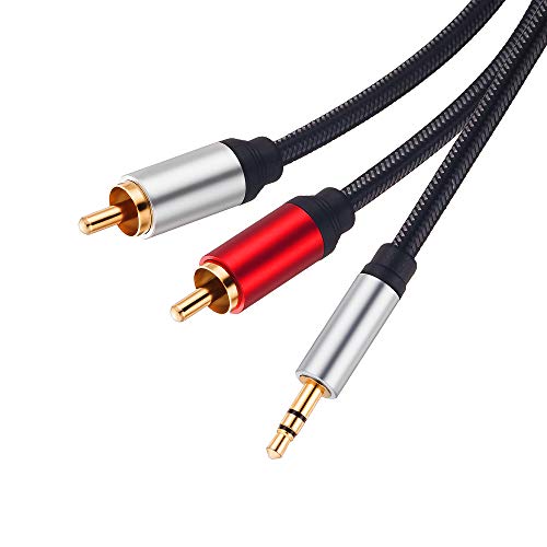 RCA Cable 25Ft, 3.5mm Male to 2RCA Male Stereo Audio Adapter Cable Nylon Braided AUX RCA Y Cord for Smartphones, MP3, Tablets, Speakers, HDTV and More(25Ft/8M) - size: 25 ft