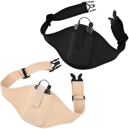 Foilswirl 2 Pack Mic Belt for Fitness Instructor Microphone Belt Holder Adjustable Carrying Pouch Waistband Bag Case for Theatre, Speaker, Singers, Teaching(Nude, Black) - color: Nude, Black