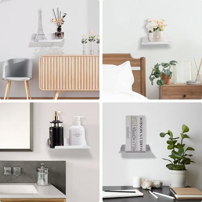 8''W x 6.3''D Small Floating Metal Wall Shelf,Deep Floating Shelves for Speakers,Cameras,Routers,Heavy Duty Metal Floating Wall Shelf with Ledge for Bedroom,Bathroom,Living Room,Silver - color: 8''silver