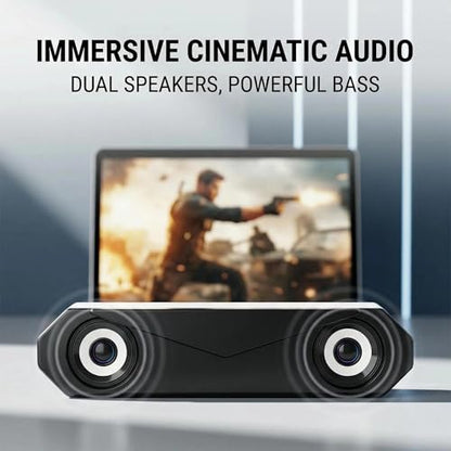 Wired Desktop Soundbar, High Volume Stereo Speakers with Subwoofer for PC, Laptop, and Mac, Compact Long-Shape Design, Clear Sound for Gaming & Movies(Black) - color: Black