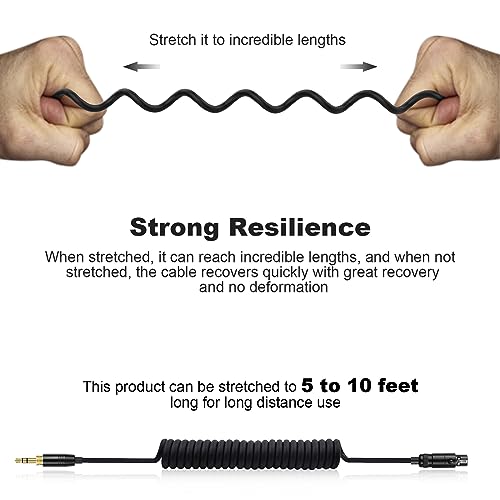 K702 Cable Compatible with AKG Q701 K712 K702 K701 K275 K271 K271S K241 K240 K240S K181 K175 K171 K141 M220 Pioneer HDJ-2000 Headphones, Coiled Aux Cord with 6.35mm Adapter 5ft to 10ft