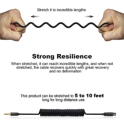K702 Cable Compatible with AKG Q701 K712 K702 K701 K275 K271 K271S K241 K240 K240S K181 K175 K171 K141 M220 Pioneer HDJ-2000 Headphones, Coiled Aux Cord with 6.35mm Adapter 5ft to 10ft