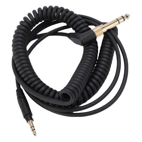 Replacement Spring Sound Cable for EAHDJ1200 Headphones, Coiled Extension Cord 140-330cm with 3.5mm Plug and 6.35mm Adapter for Studios and DJ Booths