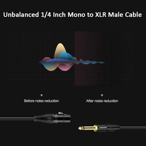 10FT XLR to 6.35mm (1/4 Inch) Mic Cable, XLR-3Pin to Quarter Inch TS Audio Cord, Mono 6.35mm 1/4 Inch TS Male to XLR Female Unbalance Interconnect Cable for Microphone, Console, Guitar, Mixer - size: 10FT/3M