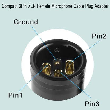 QIANRENON Compact XLR Microphone Connector Solder Socket 3Pin XLR Female Solder Audio Adapter Adjustable 90° Right Angle XLR Plug, for DIY Thin XLR Cable Connection, Included 0.9mm Spanner - style: Female