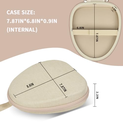 GWCASE Hard Shell Headphone Case with Secure Strap and Cable Pocket, Beige | 7.87 x 6.8 x 0.9" Interior, Shock-Resistant EVA for Commuters, Students and Travelers, Fits Most Foldable Over-Ear Headphone - color: Beige
