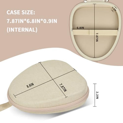 GWCASE Hard Shell Headphone Case with Secure Strap and Cable Pocket, Beige | 7.87 x 6.8 x 0.9" Interior, Shock-Resistant EVA for Commuters, Students and Travelers, Fits Most Foldable Over-Ear Headphone - color: Beige