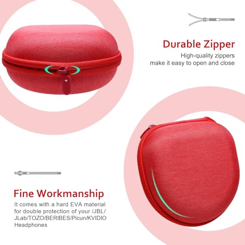 Headphone Case for Beats/Jlab/TOZO/BERIBES/Picun Etc Headphones, Red | for JLab JBuds Lux ANC/Go Lux ANC, Beats Studio Pro/Solo 4 3,TOZO HT3,KVIDIO Etc Headphone, Hard Shell Case for Travel Home - color: Red