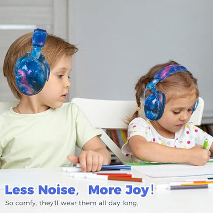 Kids Ear Protection Safety Ear Muffs, NRR 25dB Noise Reduction Children Earmuffs, Hearing Protectors for Sleeping, Studying, Airplane, Concerts, Fireworks-Galaxy with Blue Band - color: Blue Band Galaxy