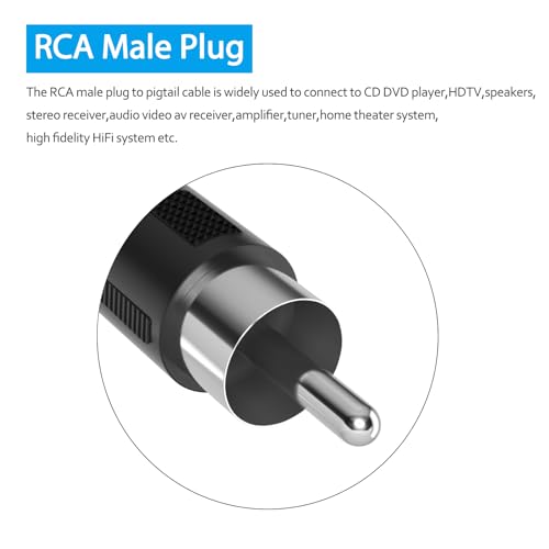 3.5mm to RCA Cable,RCA Male to Aux Audio Adapter,1/8 inch Mono Male Plug Jack Connector Converter Auxiliary Cord for Speaker - size: 1ft