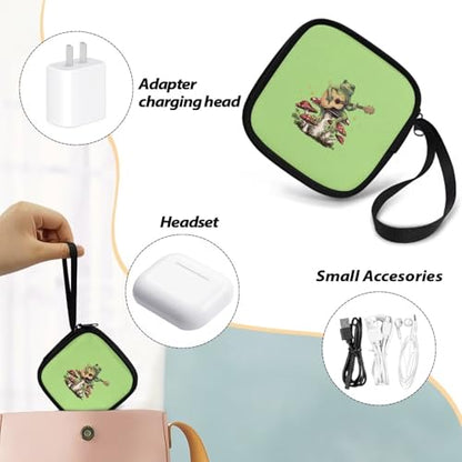 Portable Wireless Headphone Case Earphone Storage Bag with Zipper Enclosure Compatible with Apple Air Ports - Mushroom Frog - color: Mushroom and Frog