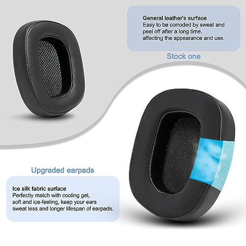 Replacement Ear Pads for Logitech G433 G533 G633 G933 G935 G231 Cooling Gel | Premium Ear Cushions Ear Cups with Thick Memory Foam for Gaming Headset (Black)