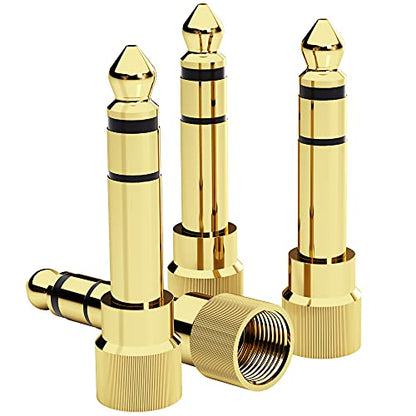 bestune 6.35mm (1/4 Inch) Male to 3.5mm (1/8 Inch) Female Audio Adapter Gold Plated Stereo Phone Screw-On Adapter for Guitar Headphones Amp, 4Pcs - size: 4 PACK-Upgrade