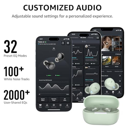 TOZO A1 Wireless Earbuds Bluetooth 5.3 Light Weight in Ear Headphones | IPX5 Waterproof, 2 Mics for AI Calls, Immersive Premium Sound Bass Ear buds with Charging Case, 32 Presets EQ via TOZO App - color: Green