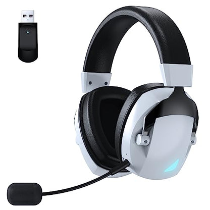 Wireless Gaming Headset for PS5, PS4, PC, Nintendo Switch, 2.4GHz USB Gaming Headphones, Bluetooth 5.3, 50H Battery, Noise Canceling Microphone, ONLY 3.5mm Wired Mode for Xbox Series-Black and White