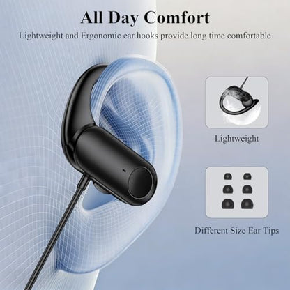 Wired 3.5mm Jack Earbuds with Mic Over Ear Headphones for iPod Laptop Black | for Android Smartphones Running Sport Headset Airplane School Students Noise Isolation Volume Control 3.5mm Earphones