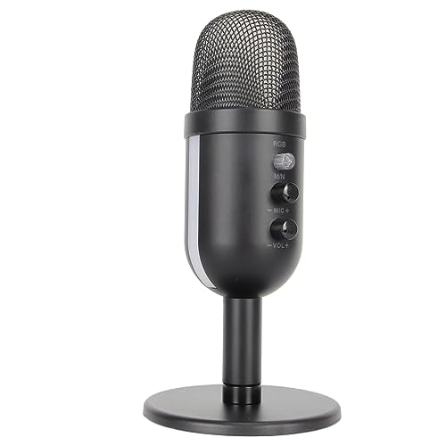 USB Microphone, Rotatable Plug and Play Noise Cancelling Computer Microphone Amplification Control Headphone Output for Live Streaming