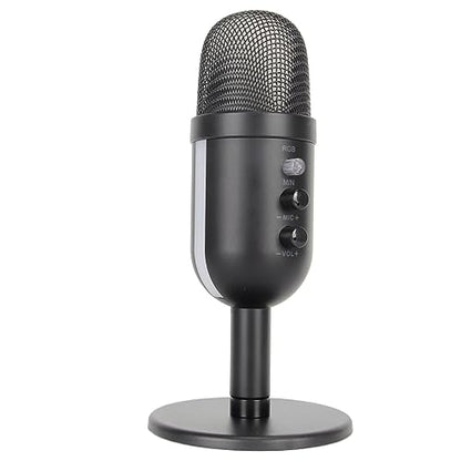 Kikumi USB Microphone, Plug and Play Rotatable with Noise Cancelling Gain Control Computer Microphone Output Headphones for Live Streaming
