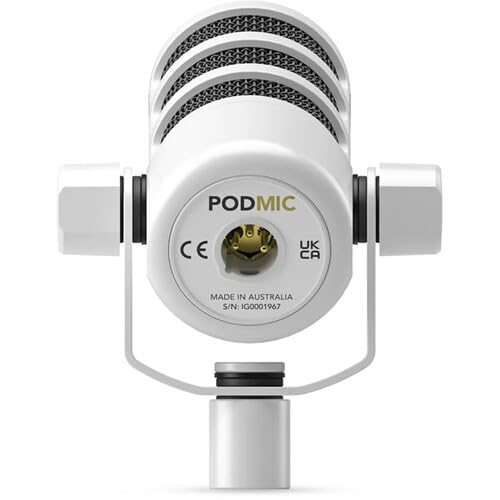 Rode PodMic (White) Cardioid Dynamic Broadcast Microphone with WS14 PodMic Pop Filter - Orange