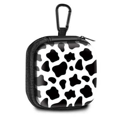 Square Data Cable Earbud Charger Coin Storage Bag Shockproof and Drop-Proof EVA Material Compatible with AirPod(Black White Cowhide) - color: Black White Cowhide