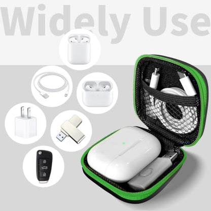 2 Pack Square Earbud Case Storage Bag with Carabiner, Purple/Green - color: B2-Purple/Green
