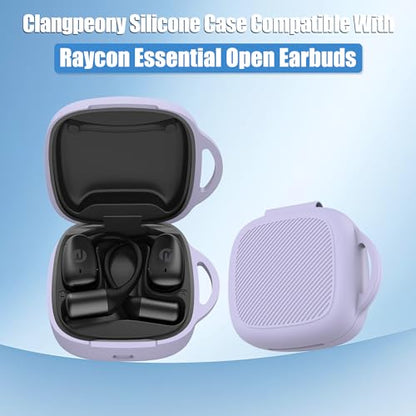 Silicone Case for Raycon Essential Open Earbuds [Purple], with Carabiner All-round Protection Scratch-Resistant Washable Soft SKin Wireless Open Ear Headphones Cover Ultra-Lightweight Cover - color: Purple