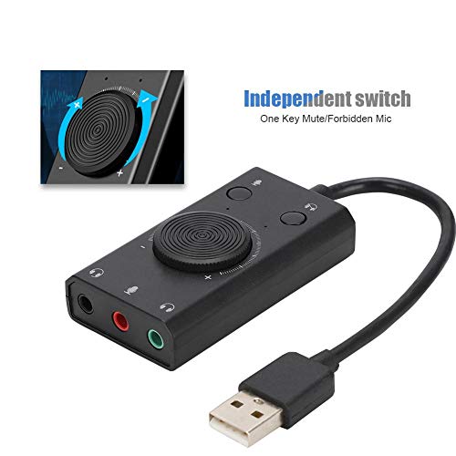 External Sound Card, USB Audio Adapter External Stereo Sound Card with 3.5mm Headphone and Microphone Jack, USB Multifunction Drive- Sound Card with Indicator