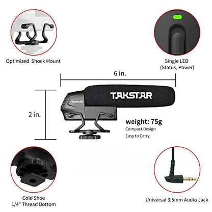 SGC-600 Universal Shotgun Mic for Camera & Phone, 3.5mm with Shock Mount | Universal 3.5mm Shotgun Mic fits Phones/DSLRs/Camcorders, Shock Mount & Windscreen Included, Ideal for Vlog & Recording