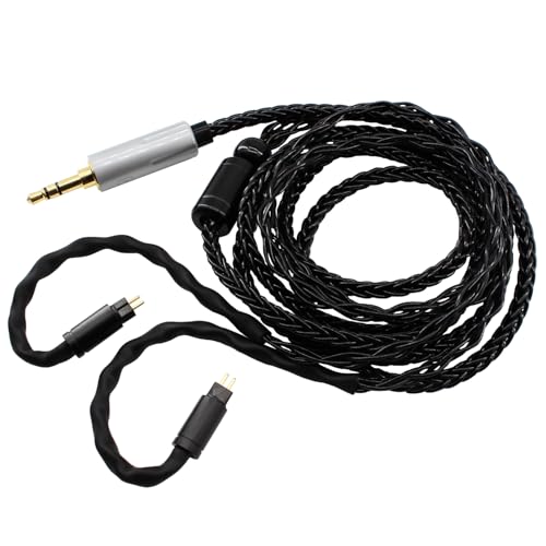 Youkamoo 0.78mm 2 Pin IEM Cable 3.5mm Silver Plated Copper Earphone Upgrade Cord Compatible with KZ BL03 TRN V90 V80 ZS10 AS10 ZST 2m 6.5ft (Black) - color: Black