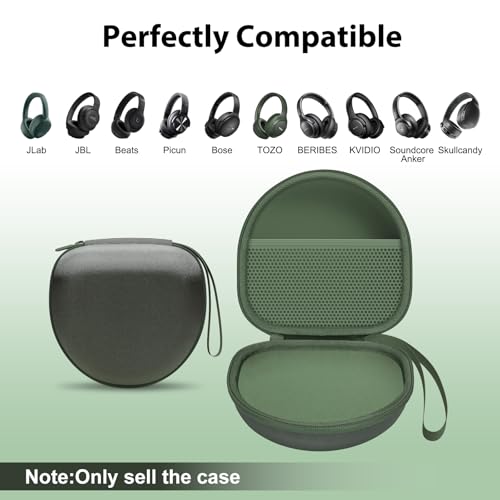 Headphone Case for JLab/Beats/TOZO/BERIBES/Picun Etc Headphones, Green | for JLab JBuds Lux ANC/Go Lux ANC, Beats Studio Pro/Solo 4 3,TOZO HT3,KVIDIO Etc Headphone, Hard Shell Case for Travel Home - color: Green