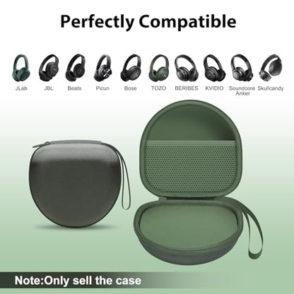 Headphone Case for JLab/Beats/TOZO/BERIBES/Picun Etc Headphones, Green | for JLab JBuds Lux ANC/Go Lux ANC, Beats Studio Pro/Solo 4 3,TOZO HT3,KVIDIO Etc Headphone, Hard Shell Case for Travel Home - color: Green