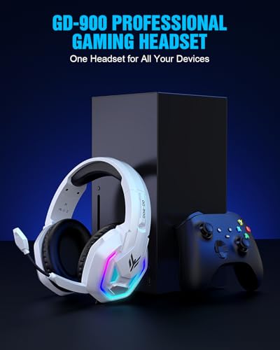 Gaming Headset for Xbox Series X|S Xbox One PS5 PS4 PC Switch Mac, Wired | 7.1 Surround Sound Over Ear Headphones, RGB Lighting, Flip Noise Canceling Mic, 50mm Drivers, Memory Foam Earcups