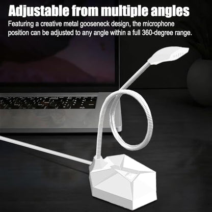 3.5 mm Jack Computer Microphone, Plug &Play Desktop Omnidirectional Condenser PC Laptop Mic, Ideal for Recording, Gaming, Streaming, Podcast Microphone, White