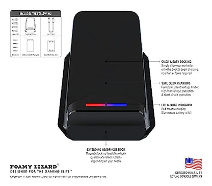 PS5 Controller Charger Console and Wall Mount (All Black) | Fast Charging Station Hanging Dock, Headphone Hook, LED Indicator, Overcharge Protection for Playstation 5 DualSense - color: All Black