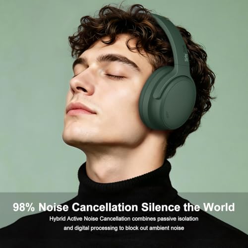 Srhythm NiceComfort 35(2nd Gen)Noise Cancelling Headphones 4-Speakers 40kHz | HD Sound,140 Hours' Ultra-long Playtime for Travel, Bluetooth 6.0, 5 Microphones ENC,Transparency,Spatial Audio,Low Latency - color: Forest Green