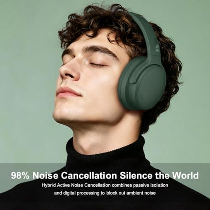 Srhythm NiceComfort 35(2nd Gen)Noise Cancelling Headphones 4-Speakers 40kHz | HD Sound,140 Hours' Ultra-long Playtime for Travel, Bluetooth 6.0, 5 Microphones ENC,Transparency,Spatial Audio,Low Latency - color: Forest Green