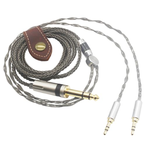 Youkamoo Silver Plated Braided Replacement Audio Upgrade Cable Compatible with Hifiman HE4XX, HE-400i Headphones, 6.35mm to Dual 3.5mm Over-Ear Headphone Cord