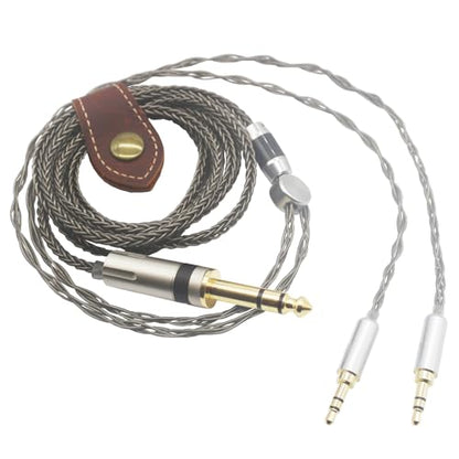 Youkamoo Silver Plated Braided Replacement Audio Upgrade Cable Compatible with Hifiman HE4XX, HE-400i Headphones, 6.35mm to Dual 3.5mm Over-Ear Headphone Cord