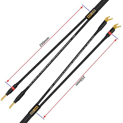 WORLDS BEST CABLES 5 Foot WBC-GOLD-LOCAP-SPKR-12 AWG - Low-Capacitance - Low-Inductance - High Purity OFC - Audiophile HiFi Speaker Cable Pair with Eminence Gold Banana (x2) & Spade (x2) Plugs - size: 5 FT, style: 2 Cables - Banana-Spade