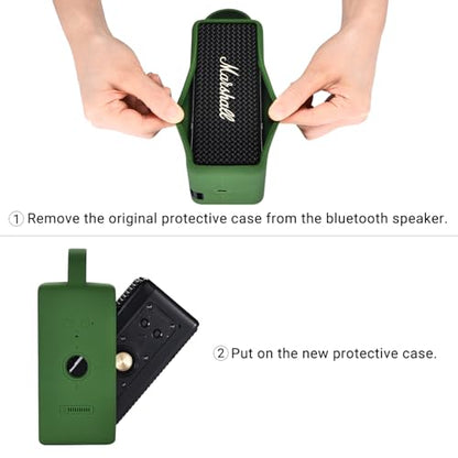 Silicone Case for Marshall EMBERTON III Portable Bluetooth Speaker,Soft Silicone Protective Case Compatible with Marshall EMBERTON III Portable Bluetooth Speaker (Green) - color: Green