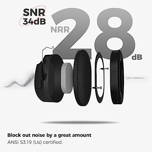 ProCase NRR 28dB Noise Reduction Ear Muffs, Foldable Adjustable Noise Cancelling Headphones - color: 1 - 1 Black