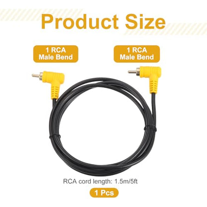 MECCANIXITY RCA Cable, 1RCA Male Bend to 1RCA Male Bend 5ft Audio Video Speaker Cable for Subwoofer Amplifier Home Theater DVD TV - size: 5ft, style: 1RCA Male Bend to 1RCA Male Bend