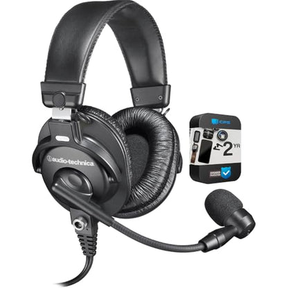 Audio-Technica BPHS1 Broadcast Stereo Headset with Dynamic Cardioid Boom Mic Bundle with 2 YR CPS Enhanced Protection Pack | Includes 2 YR CPS Enhanced Protection Pack. with Dynamic Cardioid Boom Mic