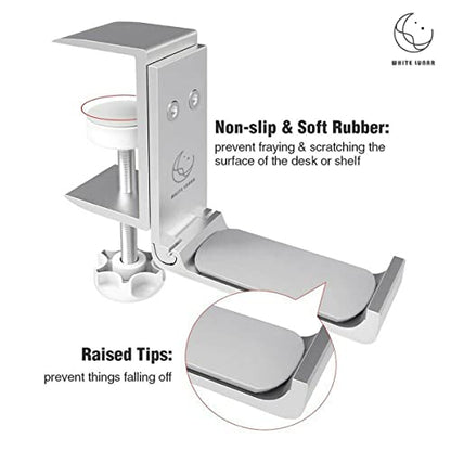 Under Desk Headphone Hanger, Foldable Aluminum Headset Hook for Clean Desk Setup, Space Saving Clamp Mount for Gaming & Home Office